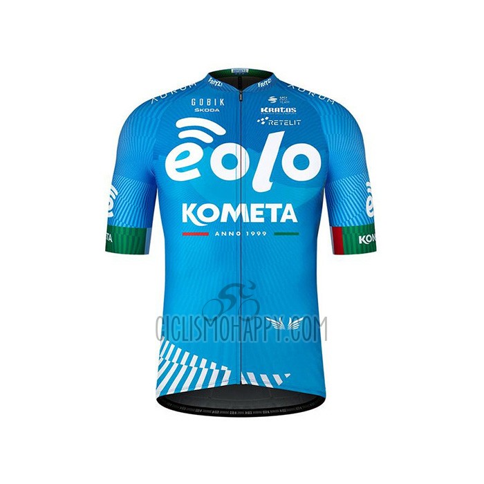 Eolo Kometa Cycling Jersey Bib Short 2021 Men Short Sleeve Blue